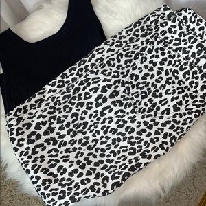 High Waisted Black and White Leopard Pants